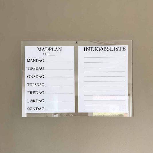 Madplan og indkøbsliste - 50×33 cm