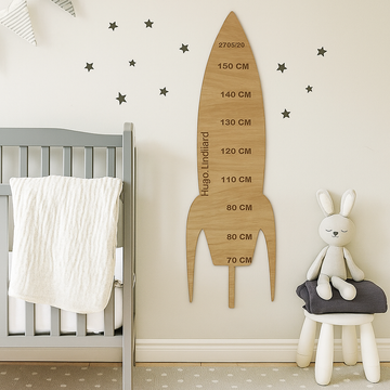 Højdemåler med navn - Raket - 120×32 cm