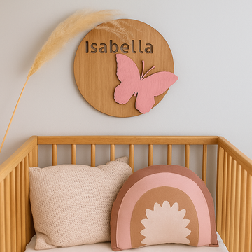 Navneskilt - Sommerfugl - 25x27 cm.