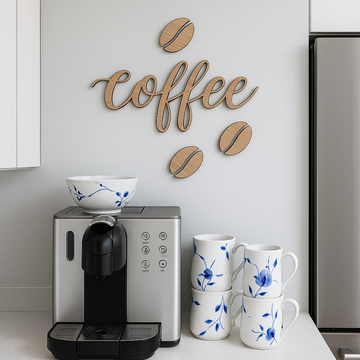 Kaffe skilt - Coffee med bønner - 28x15 cm