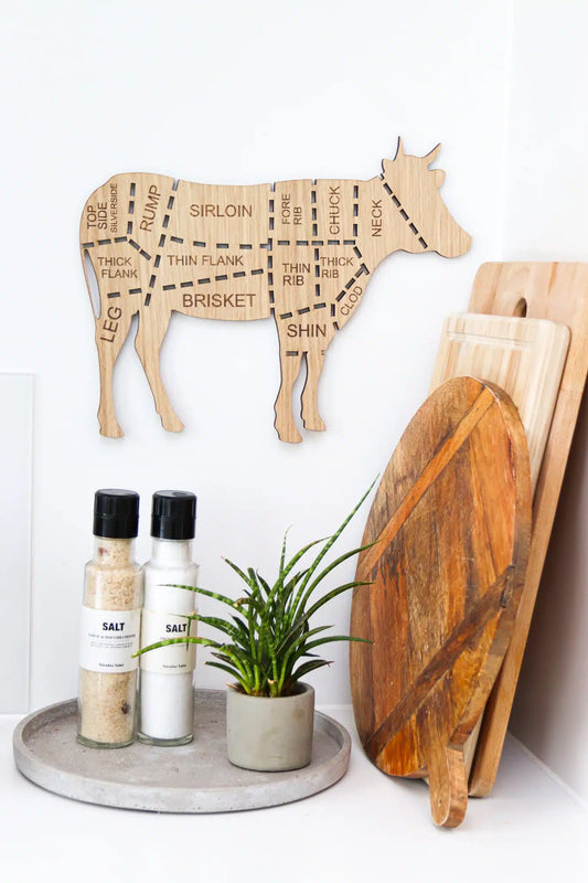 Slagterens udskæringer - Ko - 38x30 cm