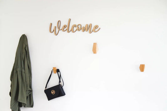 Welcome skilt - Egetræ - 60×19 cm