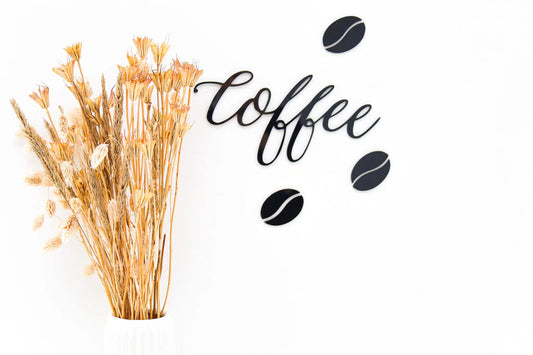 Kaffe skilt - Coffee med bønner - 28x15 cm