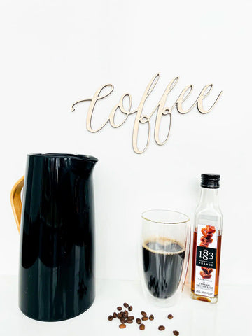 Kaffe skilt - Coffee uden bønner - 28x15 cm