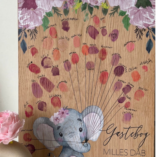 Gæstebog - Elefant - Egetræ eller frosted akryl - 33x24 cm