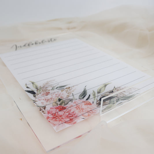 Indkøbsliste - Lyserøde blomster- Akryl - 24×33 cm