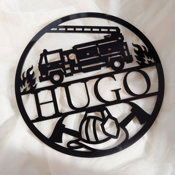 Navneskilt - Brandbil - Ø30 cm