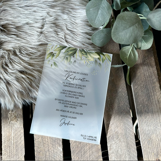 Invitation - Blade, Eucalyptus - 19,5x14,5 cm.