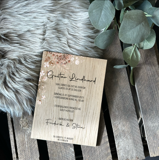 Invitation - Tørrede blomster - 19,5x14,5 cm