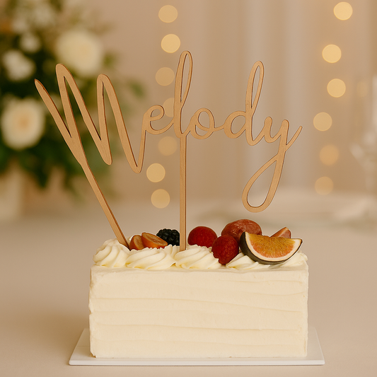 Caketopper med navn #1 - 25 cm.