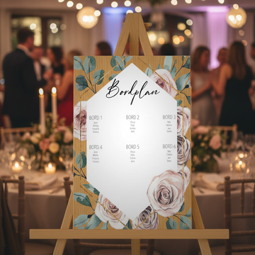 Bordplan - Blomsterkrans sekskant - 40x60 cm