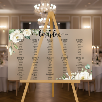 Bordplan - Hvid blomst