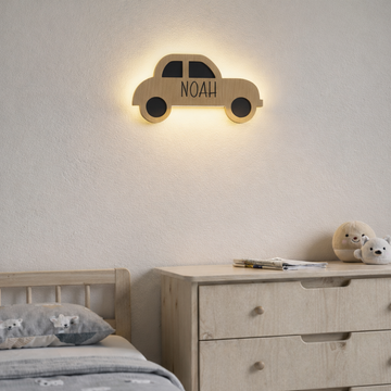 Børnelampe - Bil med navn - 42x28 cm
