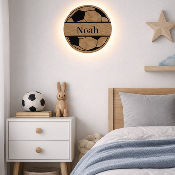 Børnelampe - Fodbold med navn - Ø26 cm