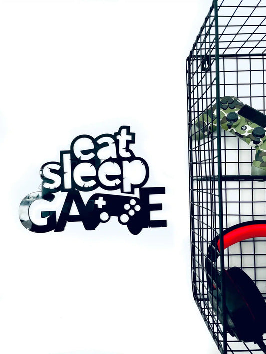 Eat, Sleep, Game skilt - 28×21 cm