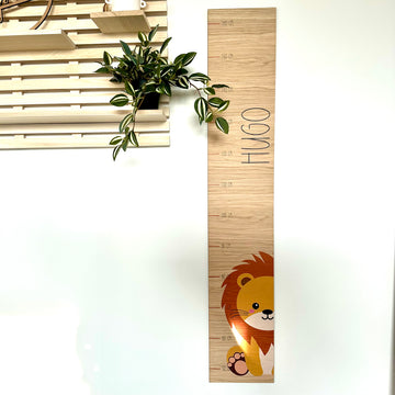 Højdemåler med navn - Løve - 120×20 cm