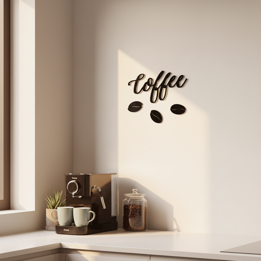 Kaffe skilt - Coffee med bønner - 28x15 cm