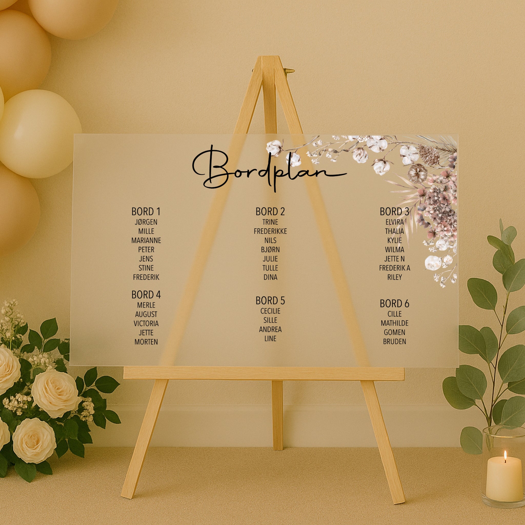 Bordplan - Tørrede blomster - 60x40 cm
