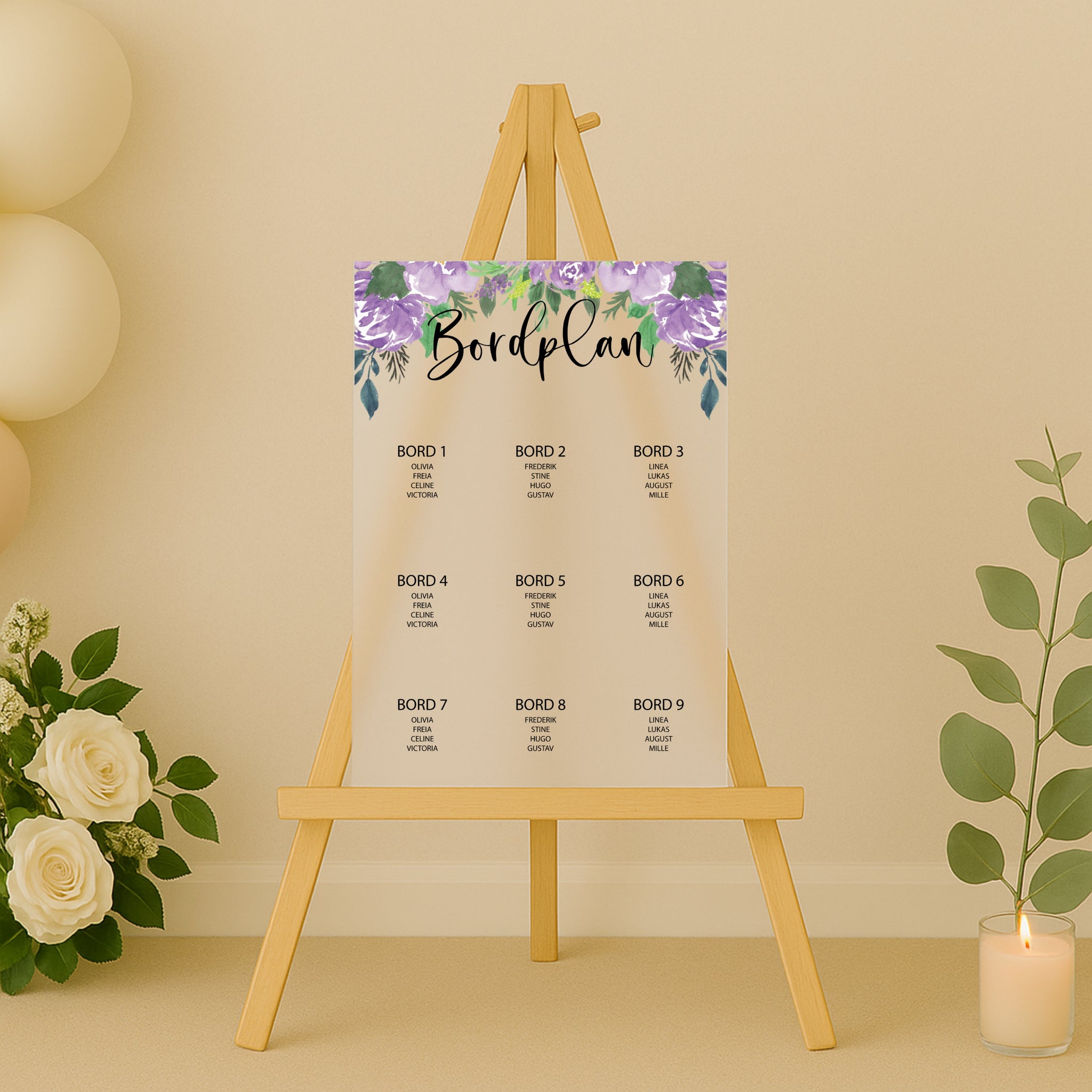 Bordplan - Elefant lilla - 40x60 cm